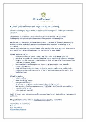 Vacature Begleid(st)er allround woon-zorgboerderij